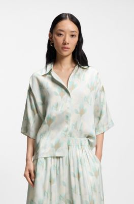 Relaxed-fit blouse with floral print, Patterned