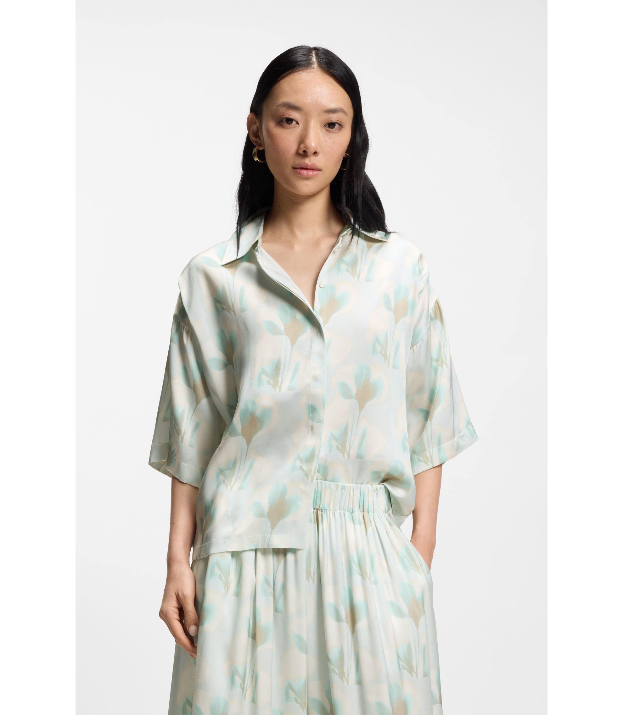 Relaxed-Fit Bluse mit Blumen-Print