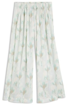 Wide-leg oversized-fit trousers with floral print, Patterned