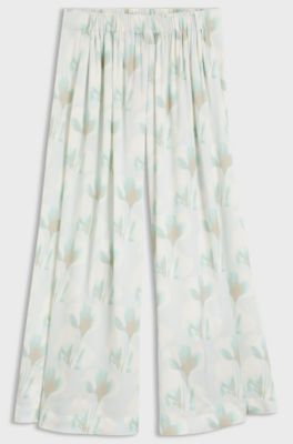 Oversized-Fit Hose mit weitem Bein und Blumenprint, Gemustert