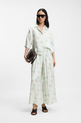 Oversized-Fit Hose mit weitem Bein und Blumenprint, Gemustert