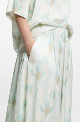 Wide-leg oversized-fit trousers with floral print, Patterned