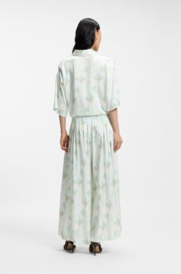 Wide-leg oversized-fit trousers with floral print, Patterned