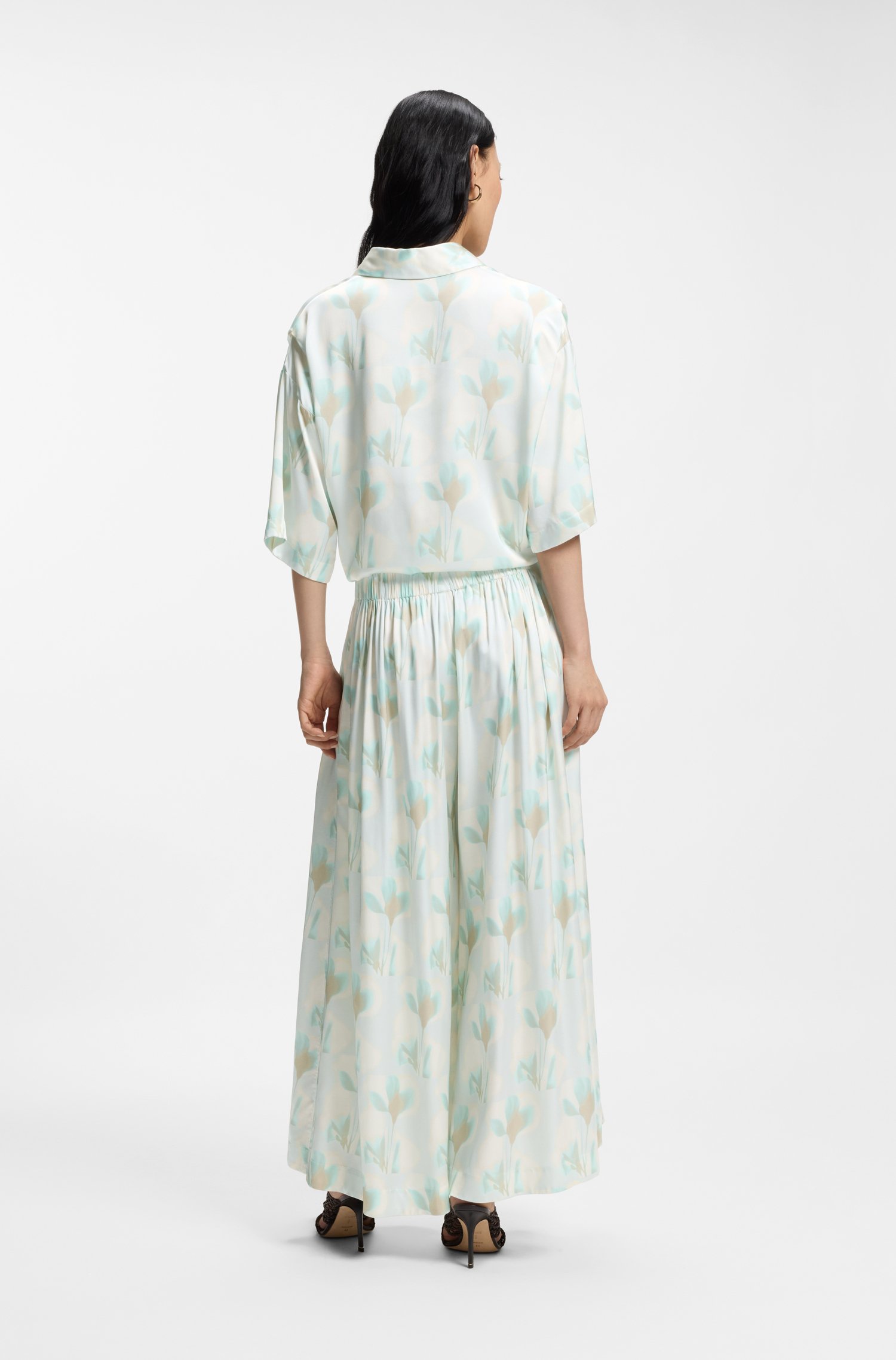 Boss Wide-leg oversized-fit trousers with floral print byxor dam – bild 2
