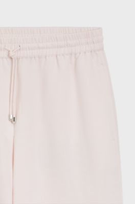 Broek met wijde pijpen en elastische tailleband, Lichtroze