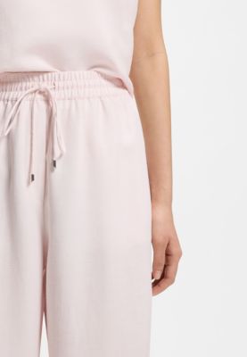 Pantaloni a gamba larga con elastico in vita, Rosa chiaro