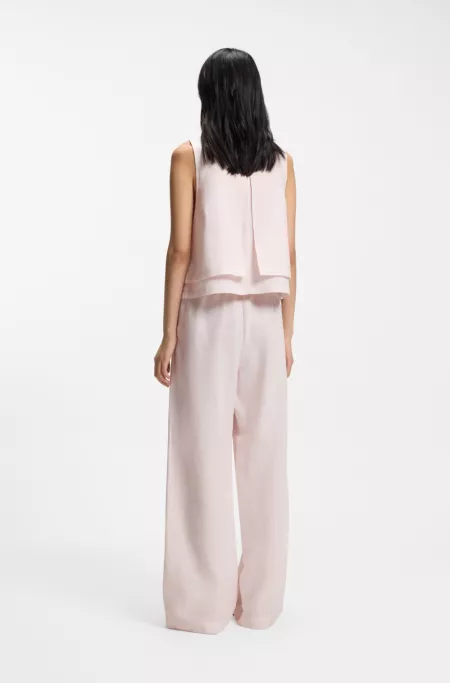 Wide-leg trousers with elasticated waistband