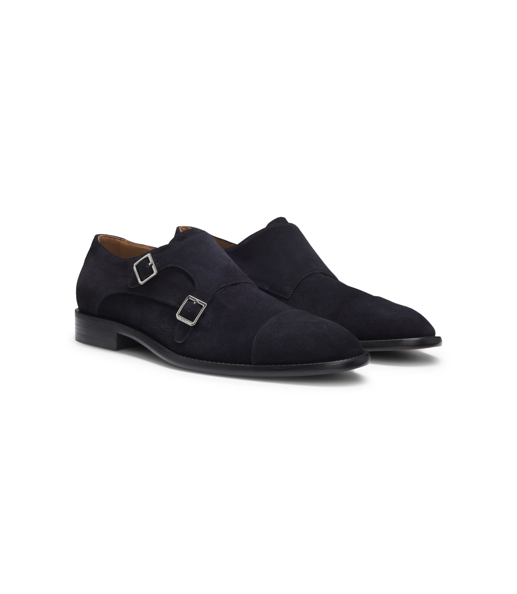Monkstraps aus Veloursleder mit Doppelriemchen