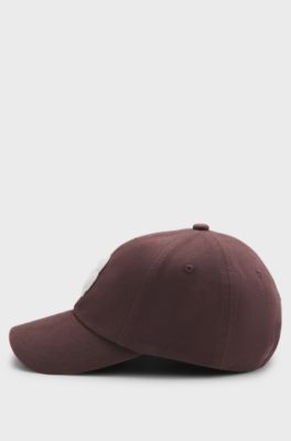 Cappellino in twill di cotone con monogramma Double B intrecciato, Marrone scuro