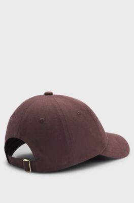 Cappellino in twill di cotone con monogramma Double B intrecciato, Marrone scuro