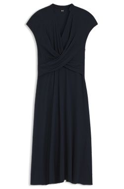 Wrap-front dress in stretch fabric