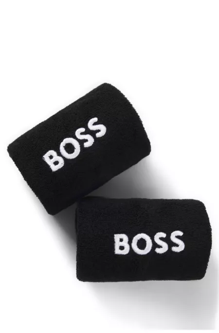 Logo-embroidered wristband pair in cotton-blend terry