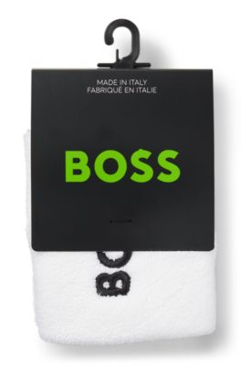 Logo-embroidered wristband pair in cotton-blend terry, White