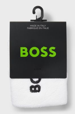 Logo-embroidered wristband pair in cotton-blend terry, White