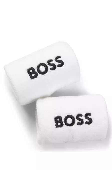 Logo-embroidered wristband pair in cotton-blend terry