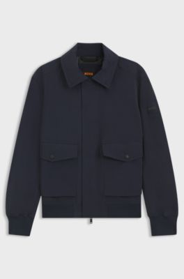 Water-repellent jacket in crinkle fabric, Dark Blue
