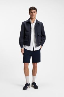 Water-repellent jacket in crinkle fabric, Dark Blue