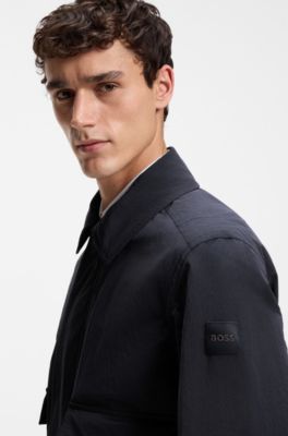 Water-repellent jacket in crinkle fabric, Dark Blue