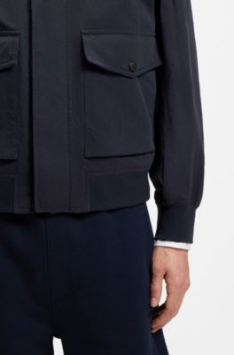 Wasserabweisende Jacke aus Crinkle-Gewebe, Dunkelblau