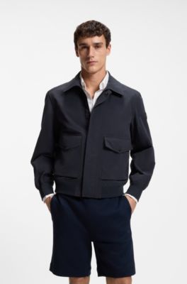 Water-repellent jacket in crinkle fabric, Dark Blue