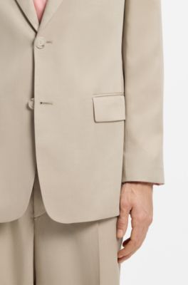 Relaxed-fit suit jacket in twill, Beige