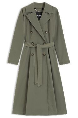 Water-repellent trench coat with belt