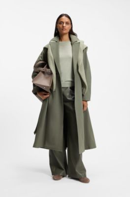 Water-repellent trench coat with belt, Dark Green