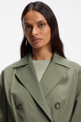 Water-repellent trench coat with belt, Dark Green