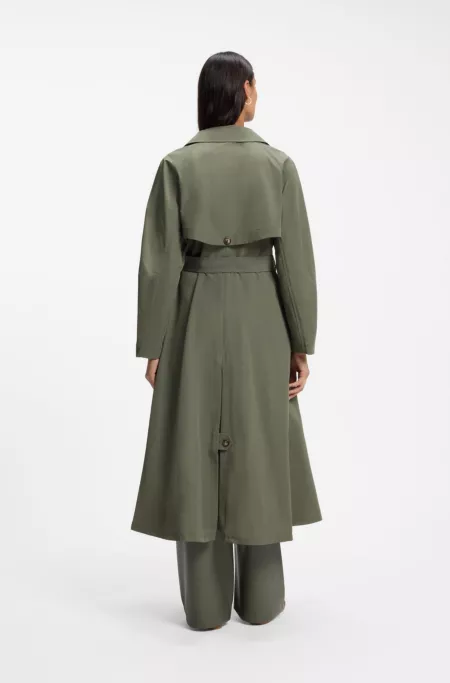 Water-repellent trench coat with belt