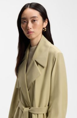 Trench coat in sandwashed twill, Light Beige