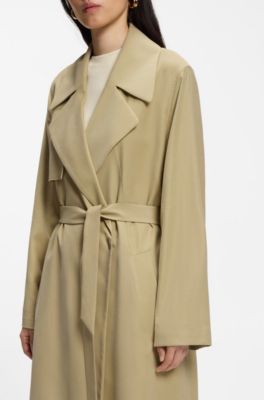 Trench coat in sandwashed twill, Light Beige