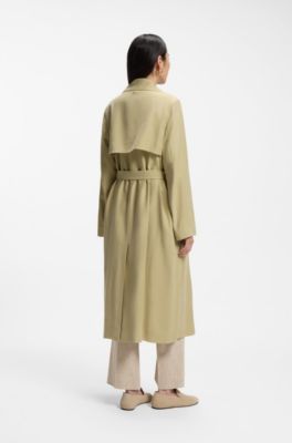Trench coat in sandwashed twill, Light Beige