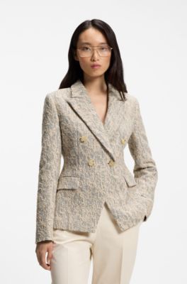 Slim-fit blazer in tweed jacquard, Patterned