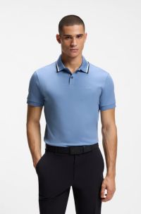 Polo Paddy slim fit de algod&oacute;n interlock, Celeste