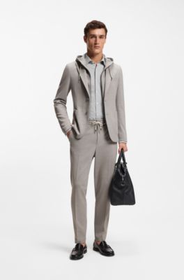 Slim-fit blazer with integrated hoodie, Grey