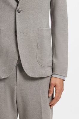 Slim-fit blazer with integrated hoodie, Grey