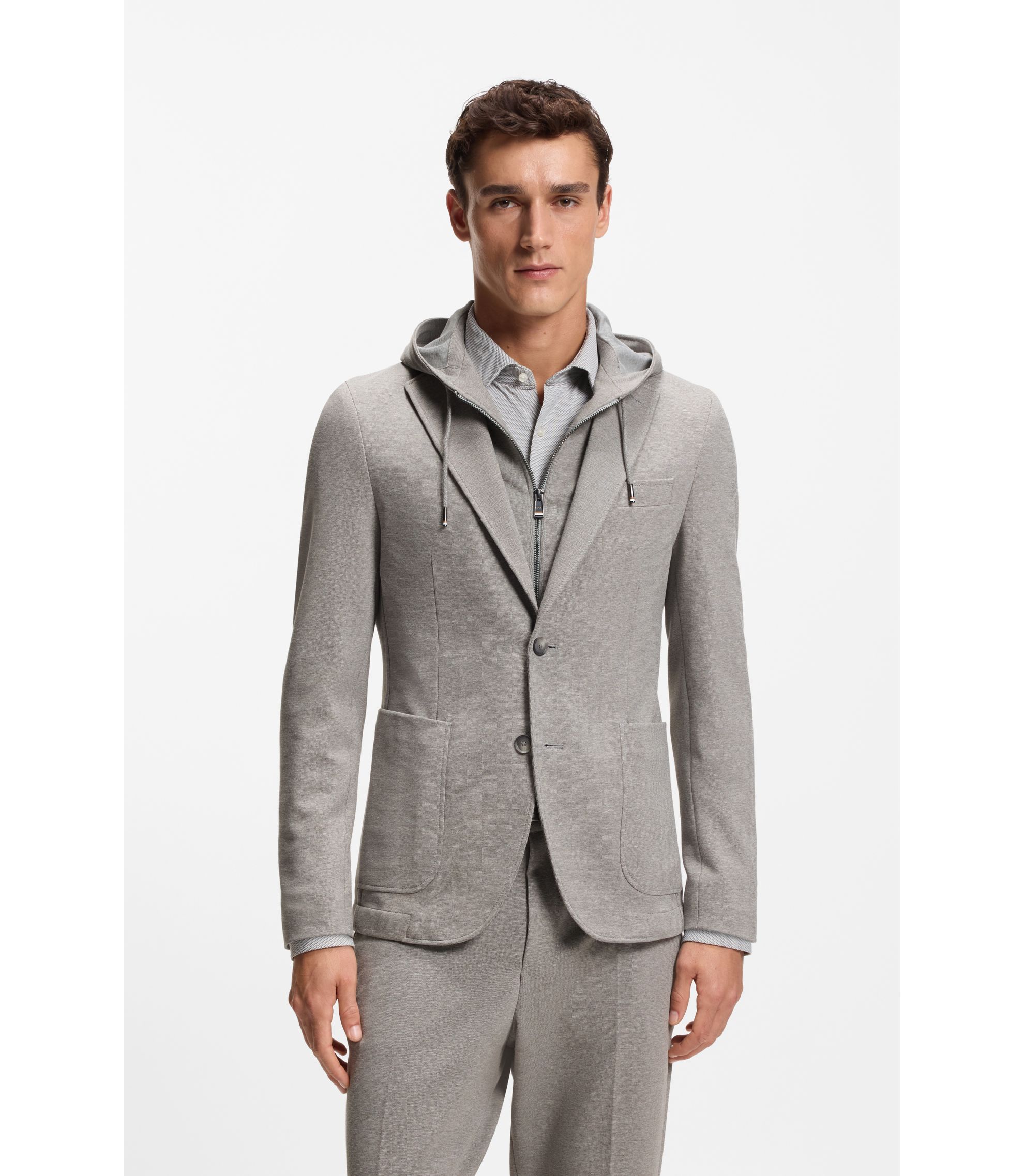 Slim-Fit Blazer mit integrierter Kapuze