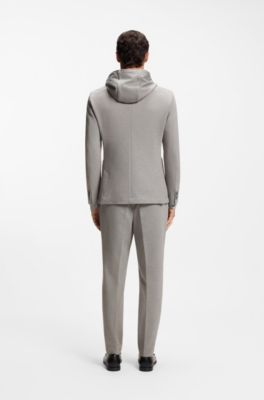 Slim-fit blazer with integrated hoodie, Grey