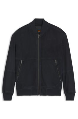 Relaxed fit-jacka i mocka, M&ouml;rkbl&aring;