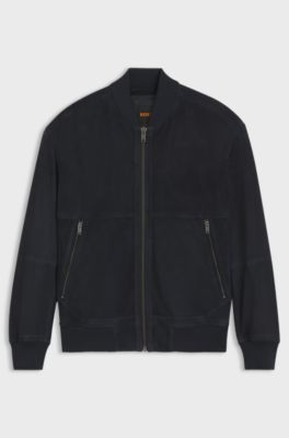 Relaxed-fit jacket in suede, Dark Blue