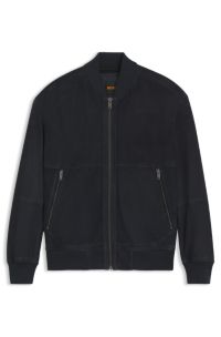 Relaxed-fit jacket in suede, Dark Blue