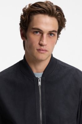 Relaxed-fit jacket in suede, Dark Blue