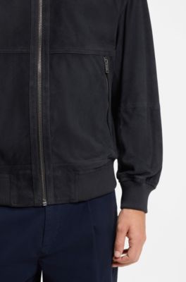 Relaxed-fit jacket in suede, Dark Blue