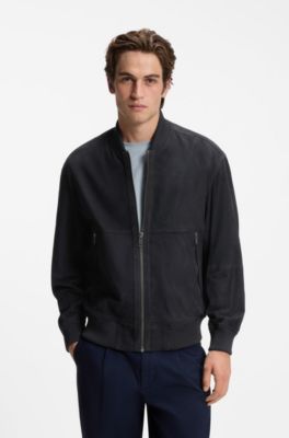 Relaxed-fit jacket in suede, Dark Blue