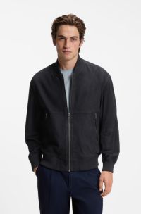 Relaxed-fit jacket in suede, Dark Blue