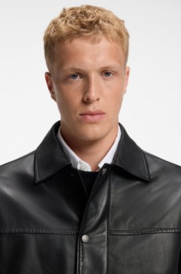 Boss Regular-fit leather shirt with metal logo buttons casual skjortor herr – bild 3