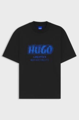 T-shirt in jersey di cotone con grafica con logo, Nero