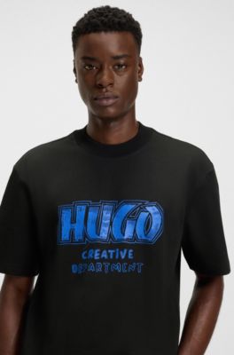T-shirt in jersey di cotone con grafica con logo, Nero