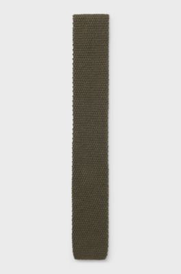 Knitted tie in cotton, Olive