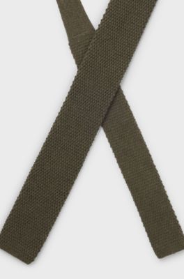 Knitted tie in cotton, Olive